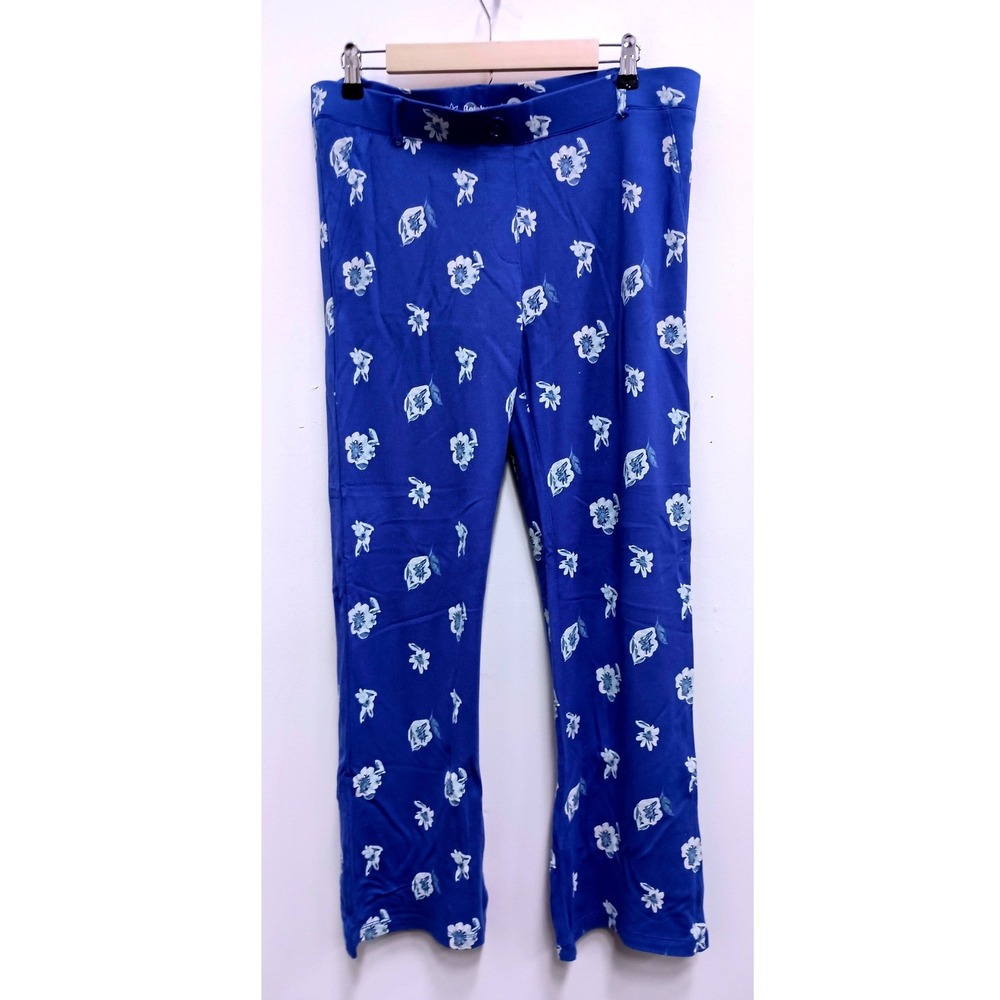 Betabrand Dress Pant Yoga Pants Women XL Petite Blue Floral Straight Leg Comfort